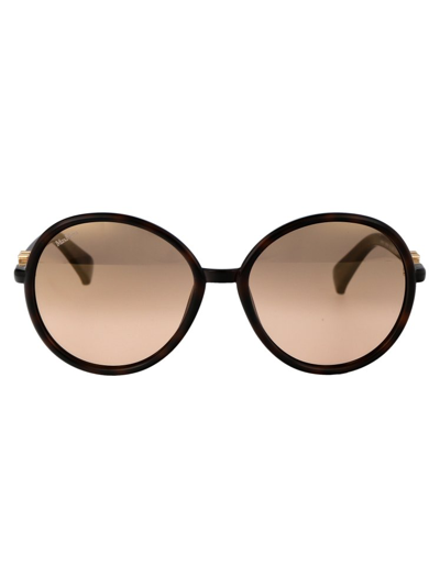 Shop Max Mara Round Frame Sunglasses In Black
