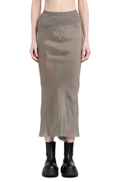 Shop Rick Owens Bias Cut High Waist Skirt In Grey