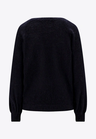 Shop Alberta Ferretti Brushed Mohair Blend Sweater In Black