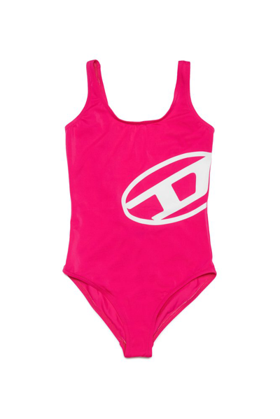 Shop Diesel Kids Mimmy Logo Printed Swimsuit In Pink