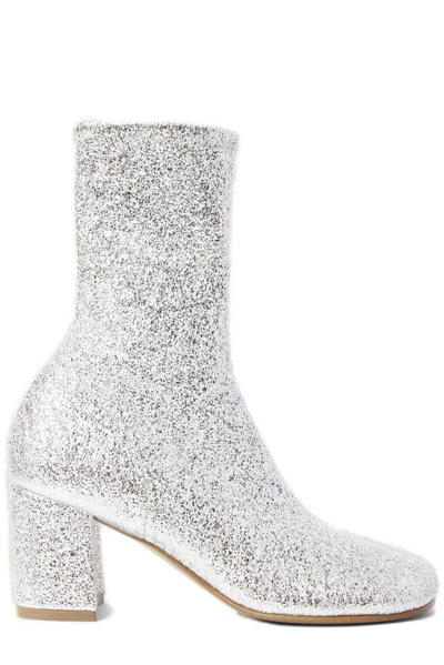 Shop Dries Van Noten Glitter Block Heel Boots In Silver