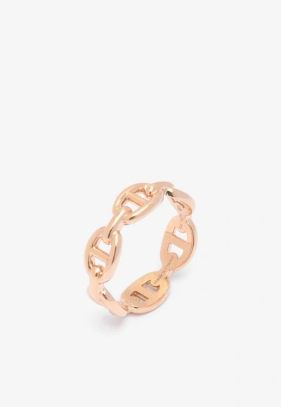 Pre-owned Hermes Chaine D'ancre Enchaînée Pm Ring In Rose Gold
