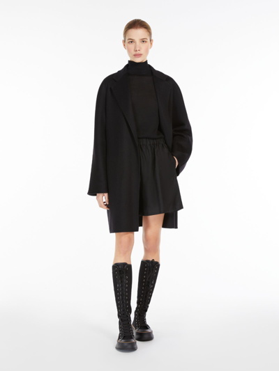 Shop Max Mara Short Cashmere Wrap Coat In Black