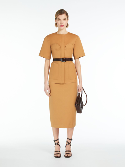 Shop Max Mara Cotton Dungarees-style Skirt In Tobacco