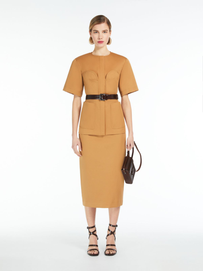 Max Mara Cotton Dungarees-style Skirt In Tobacco