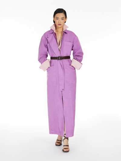 Max Mara Canvas Trench Coat With Belt In Mauve