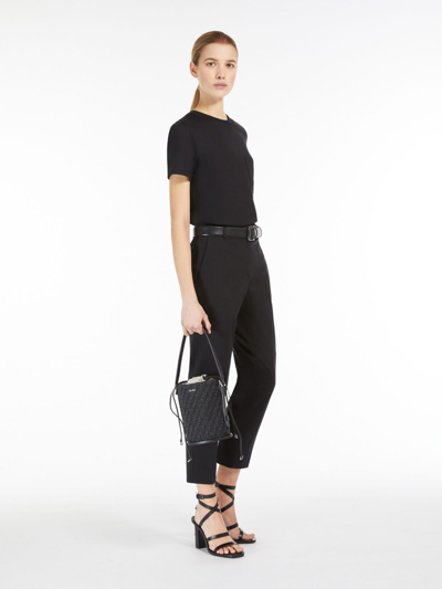 Shop Max Mara Satin Trousers In Black