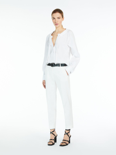 Shop Max Mara Satin Trousers In White
