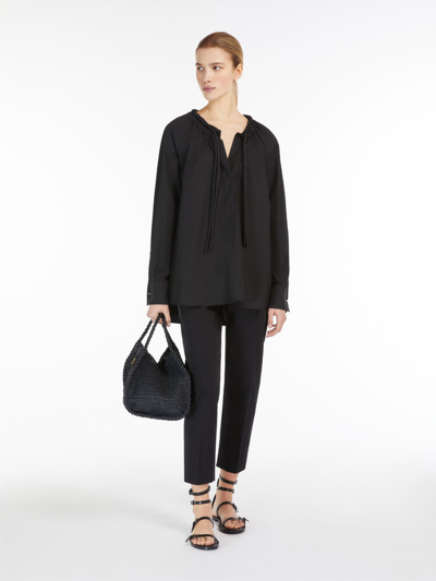 Max Mara Woman Top Black Size 8 Cotton In Black
