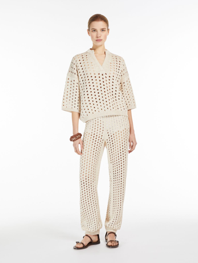 Max Mara Ottuso Boxy Open Stitch Sweater In Ivory