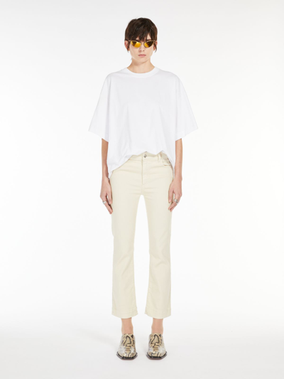 Max Mara Denim Mini Flare Trousers In Ivory