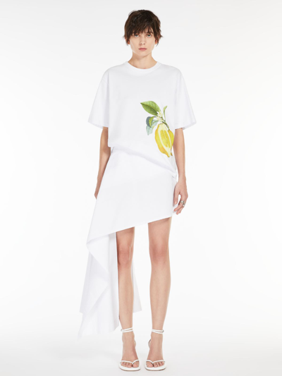 Max Mara Floral-print T-shirt In Optical White