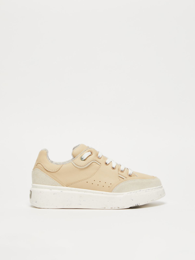 Shop Max Mara Activegreen Trainers In Chrome-free Leather In Beige