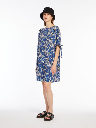 Shop Max Mara Cotton Poplin Dress In Cornflower Blue