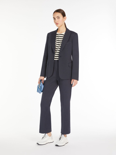 Max Mara Piqué Jersey Blazer In Navy