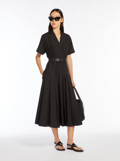 Shop Max Mara Poplin Crossover Dress In Black