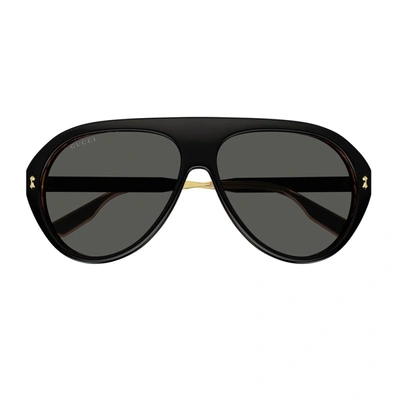 Shop Gucci Gg1515s Linea Lettering Sunglasses In 001 Black