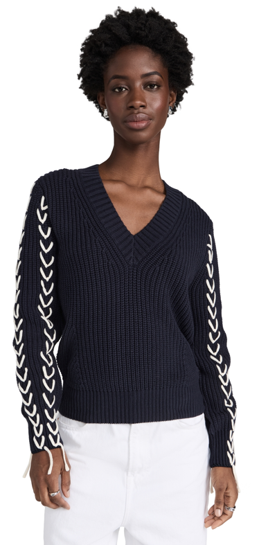 Shop Scotch & Soda Laced Up Sleeve Pullover Night