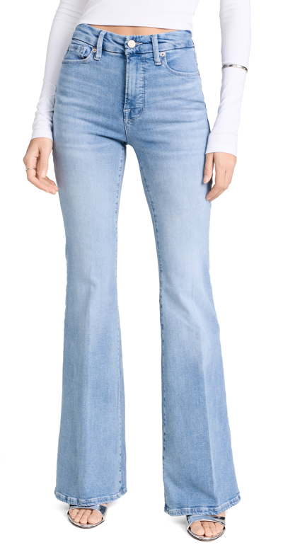 Shop Good American Good Legs Flare Split Back Pocket Jeans Indigo578