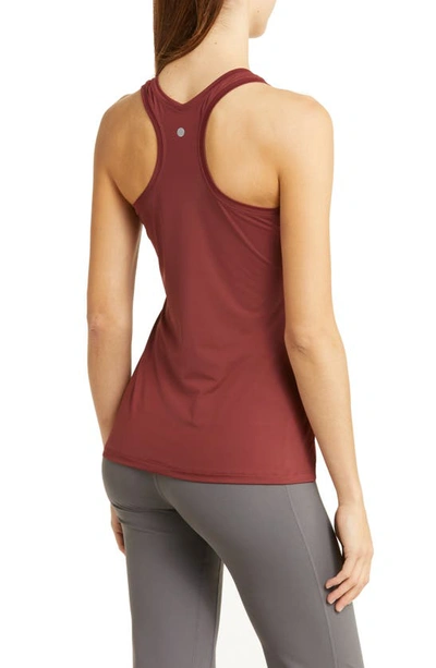 Shop Zella Racerback Performance Nylon Tank In Burgundy Port