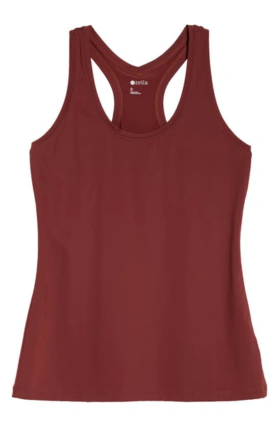 Shop Zella Racerback Performance Nylon Tank In Burgundy Port