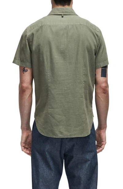 Shop Rag & Bone Arrow Short Sleeve Hemp & Cotton Button-up Shirt In Lichen
