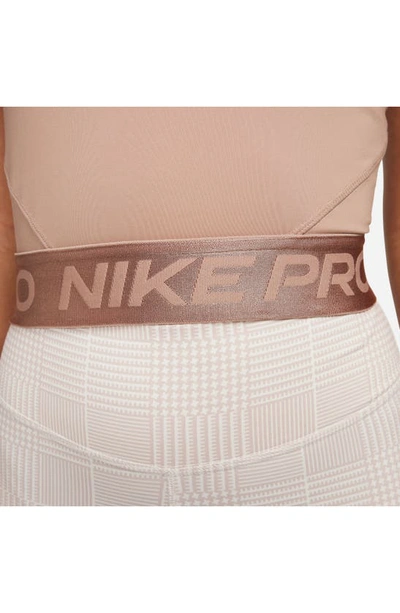 Shop Nike Pro Dri-fit Crop Top In Desert Dust