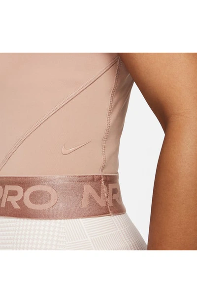 Shop Nike Pro Dri-fit Crop Top In Desert Dust