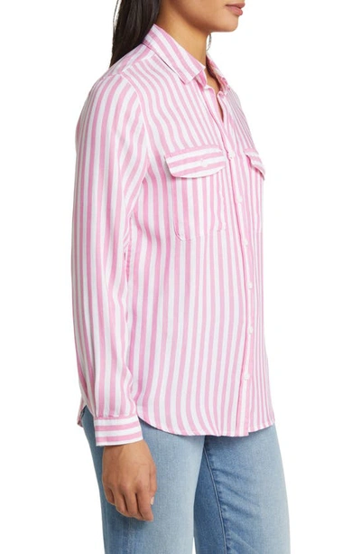 Shop Beachlunchlounge Finley Stripe Button-up Shirt In Pure Pink