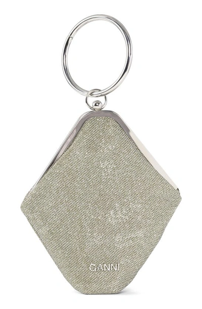 Ganni Diamond Glitter Ring Handle Bag In Gold