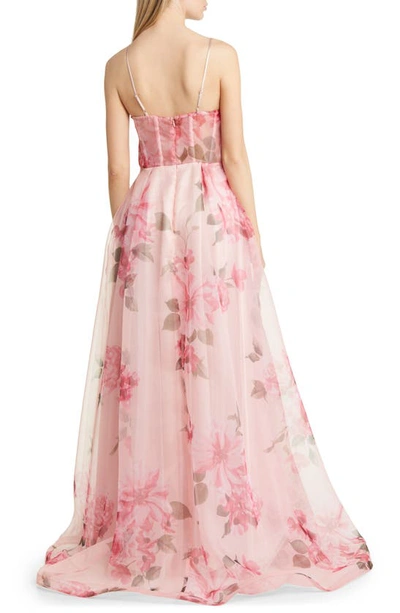 Next Up Floral Corset A-line Ballgown In Blush/ Multi