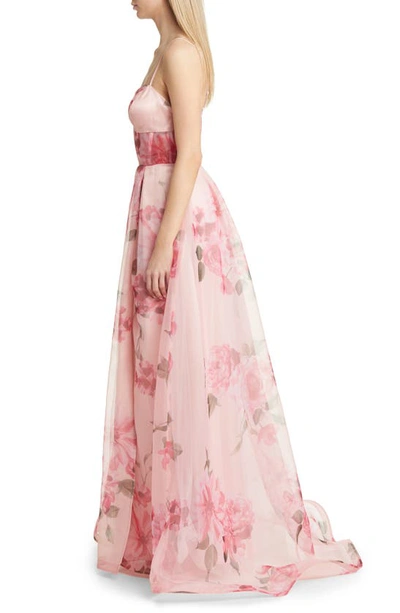 Next Up Floral Corset A-line Ballgown In Blush/ Multi