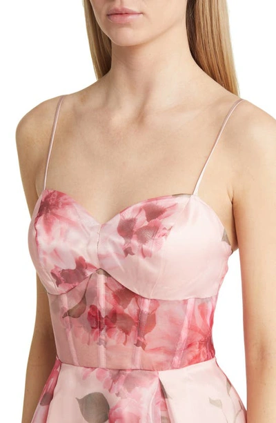 Next Up Floral Corset A-line Ballgown In Blush/ Multi