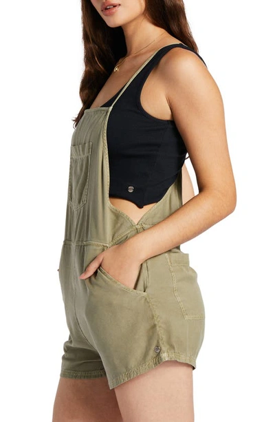 Shop Roxy Fresh Set Cotton Blend Shortalls In Deep Lichen Green