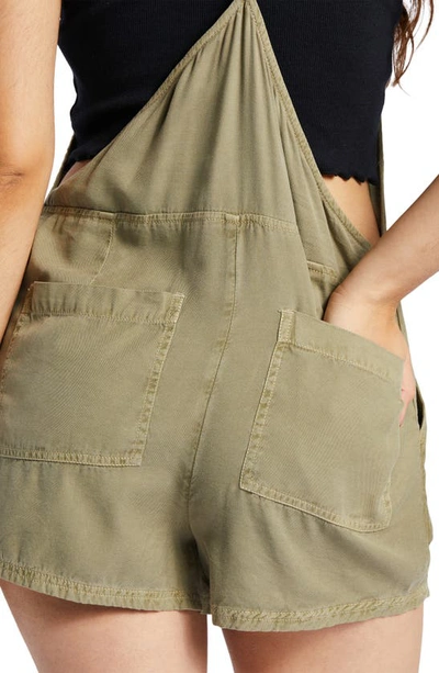 Roxy Fresh Set Cotton Blend Shortalls In Deep Lichen Green