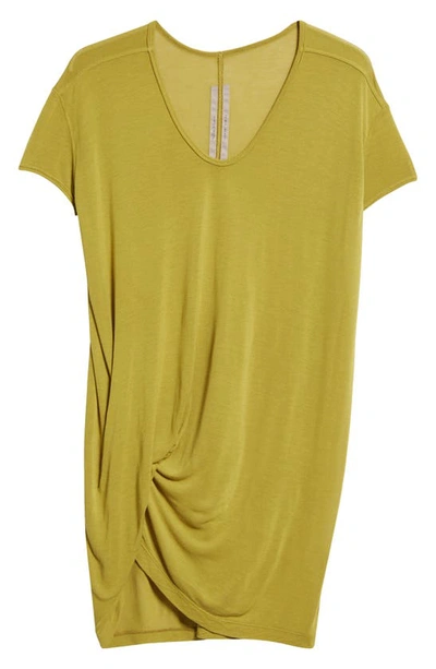 Rick Owens Hiked Asymmetric Drape Detail T-shirt In Acid