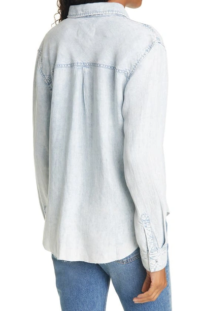 Shop Rails Ingrid Raw Hem Chambray Shirt In Light Acid Wash