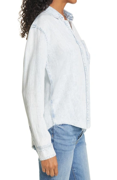 Shop Rails Ingrid Raw Hem Chambray Shirt In Light Acid Wash