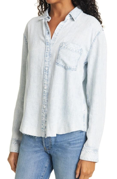 Shop Rails Ingrid Raw Hem Chambray Shirt In Light Acid Wash