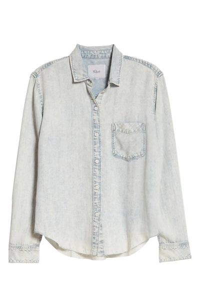 Shop Rails Ingrid Raw Hem Chambray Shirt In Light Acid Wash