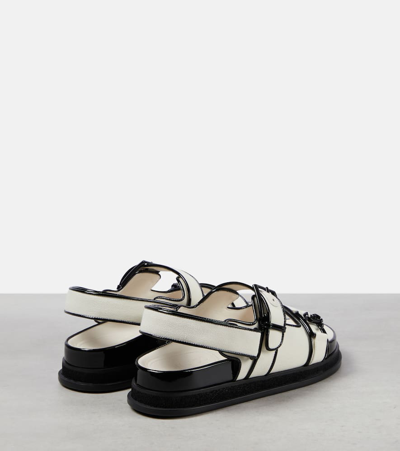 Shop Jimmy Choo Elyn Leather-trimmed Canvas Sandals In Brown