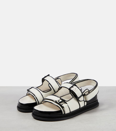 Shop Jimmy Choo Elyn Leather-trimmed Canvas Sandals In Brown