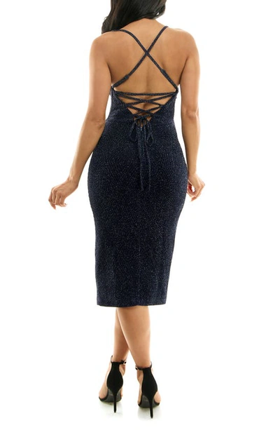Speechless Juniors Womens Fitted Midi Bodycon Dress In Navy