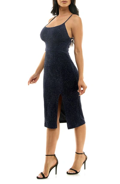 Speechless Juniors Womens Fitted Midi Bodycon Dress In Navy
