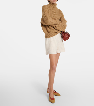 Loro Piana Rebecca Leather-trimmed Canvas Slingback Flats In Beige