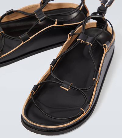 Shop Lemaire Leather Gladiator Sandals In Black