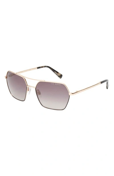 Shop Ted Baker 56mm Geometric Sunglasses In Gold