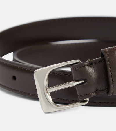 The Row Slim Leather Belt In Brown