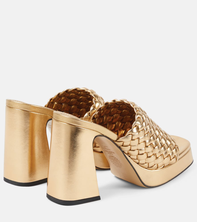 Shop Souliers Martinez Paloma 100 Metallic Leather Mules In Gold