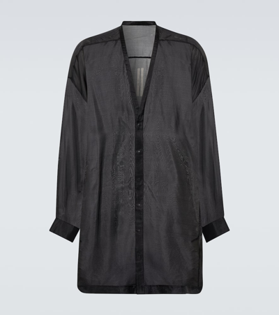 Shop Rick Owens Larry Silk Shirt In Black